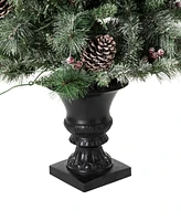 Glitzhome Pre-Lit Flocked Pine Artificial Christmas Porch Tree
