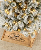 Glitzhome Natural Wooden Trapezoid Farm Fresh Christmas Trees, 26"