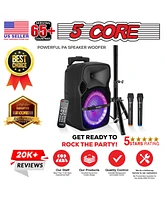 5 Core Party Speaker Portable Pa System 2 Wireless Mic Bluetooth Loud Big Powered Dj Karaoke Machine