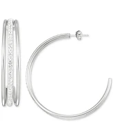 Simone I. Smith Crystal Triple Row C-Shape Earrings 18k Yellow Gold Over Sterling Silver or (48mm)