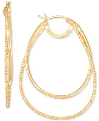 Simone I. Smith Double Polished Hoop Earrings in 18k Yellow Gold Over Sterling Silver