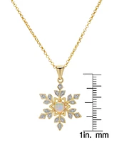 Lab Grown Opal (1/3 ct. t.w.) & Lab Grown White Sapphire (1/5 ct. t.w.) Snowflake 18" Pendant Necklace in 14k Gold-Plated Sterling Silver