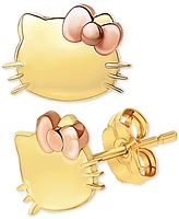 Hello Kitty Stud Earrings 10K Yellow & Rose Gold