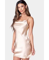 Bebe Women's Satin Bias Mini Dress