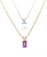 2-Pc. Set Ruby (5/8 ct. t.w.) & White Topaz Solitaire 18" Pendant Necklaces Sterling Silver 10k Gold-Plated (Also