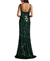 Tadashi Shoji Women's Tinker Sequin Eyelash Fringe Gown