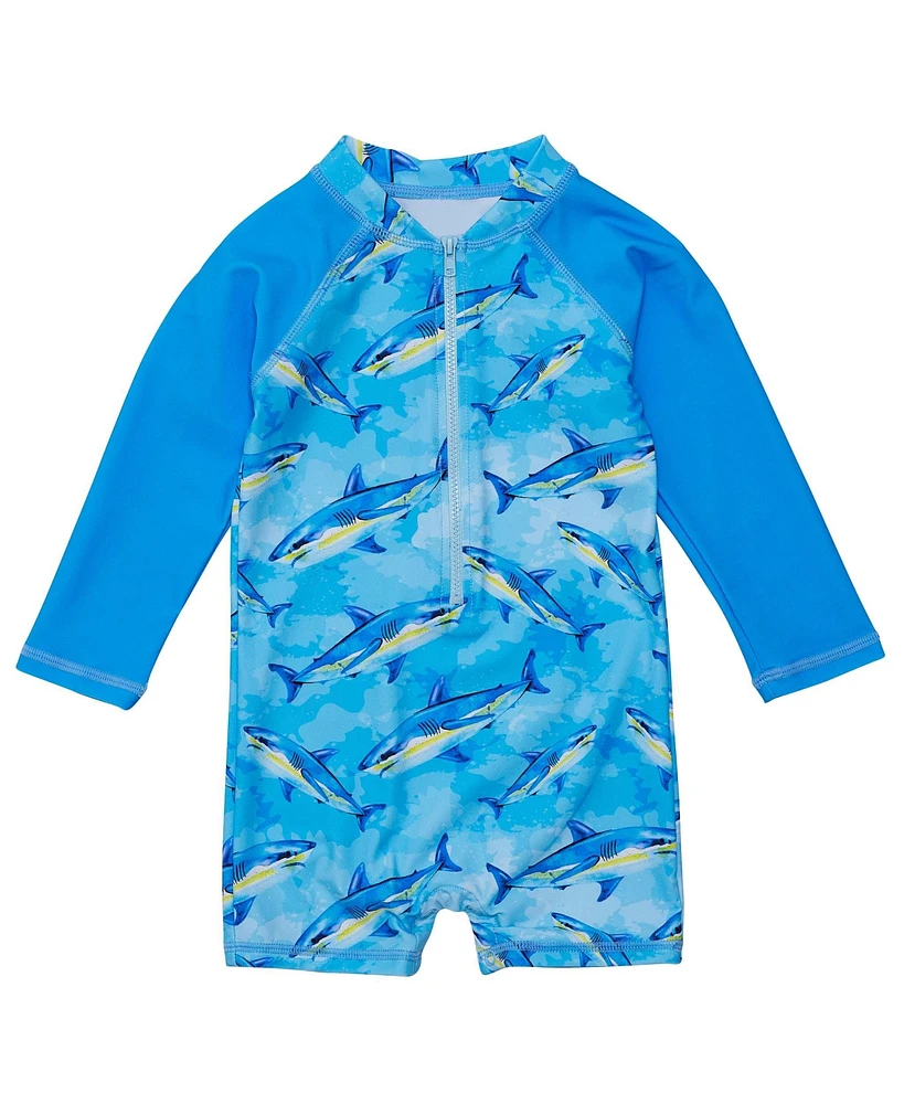 Snapper Rock Baby Boys Jawsome Waves Ls Sunsuit