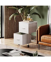 Galaxhero 2 Drawer Mobile File Cabinet, Rolling Printer Stand with Open Storage Shelf, Fabric Vertical Filing Cabinet fits A4 or Letter Size for Home