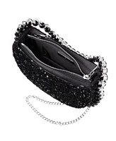 Nina Graduated Crystal Trim Half Moon Clutch