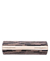 Nina Zebra Print Crystal Curved Minaudiere Clutch