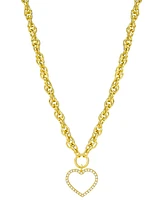 Diamond Open Heart Necklace (1/4 ct. t.w.) in 14k Gold-Plated Sterling Silver