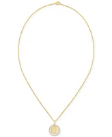 Diamond Border Honeycomb Double Circle Pendant Necklace (1/5 ct. t.w.) in 14k Gold-Plated Sterling Silver