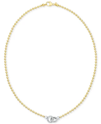 Diamond Interlocking Circle Bead Link 18" Collar Necklace (1/5 ct. t.w.) in 14k Gold-Plated Sterling Silver