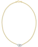 Diamond Interlocking Circle Bead Link 18" Collar Necklace (1/5 ct. t.w.) in 14k Gold-Plated Sterling Silver