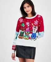 Hooked Up by Iot Juniors' Three Dogs Christmas Sweater