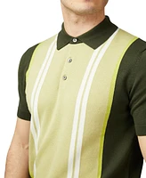 Ben Sherman Men's Regular-Fit Sweater-Knit Stripe Polo Shirt