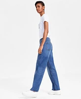 Hugo Women's High-Rise Faded-Front Straight-Leg Cotton Denim Jeans