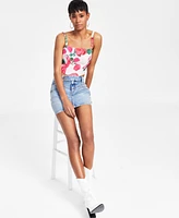 Guess Women's Raissa Floral Smocked-Back Bustier Top