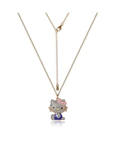 Hello Kitty Sanrio Crystal Pendant Necklace - Gold-Tone with Colorful Enamel Accents