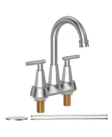 gaomon Brushed Nickel Bathroom Faucets, 4 inch Centerset Brushed Nickel Bathroom Sink Faucet