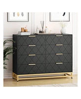 gaomon 8 Drawer Dresser For Bedroom With Deep Drawers, Wide Chest Of Drawers With Metal Handles, Large Floor Wood Storage Dresser Modern Dresser