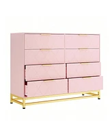 gaomon 8 Drawer Dresser For Bedroom With Deep Drawers, Wide Chest Of Drawers With Metal Handles, Large Floor Wood Storage Dresser Modern Dresser