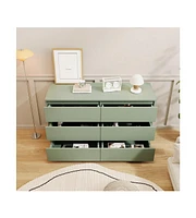 gaomon 6 Drawer Double Dresser, Dresser Closet With Modern Wide Chest Of 6 Sliding Drawers