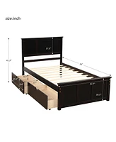 Slickblue Twin Platform Storage Bed with 2 Drawers on Wheels - Stylish and Functional Frame