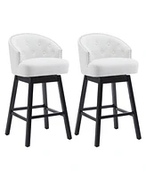 Set of 2 33.25" Upholstered Swivel Counter Height Bar Stools with Back,Kitchen Island Stools-The Pop Home