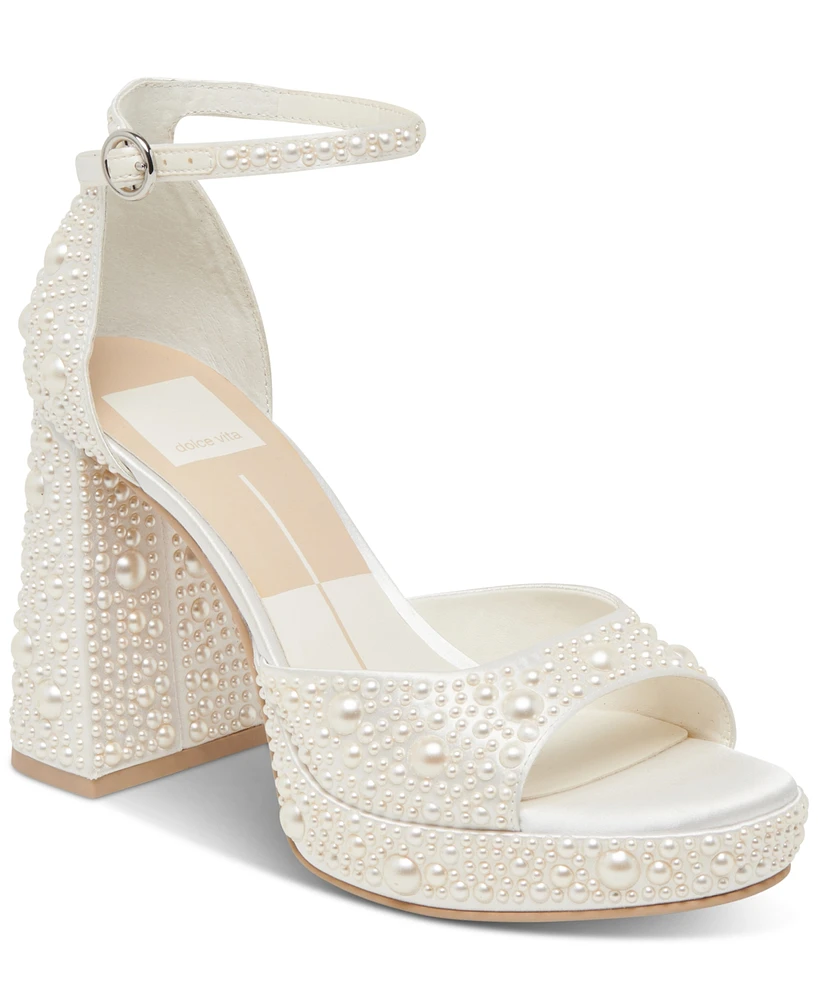 Dolce Vita Women's Pandro Pearl Two-Piece Platform Dress Sandals