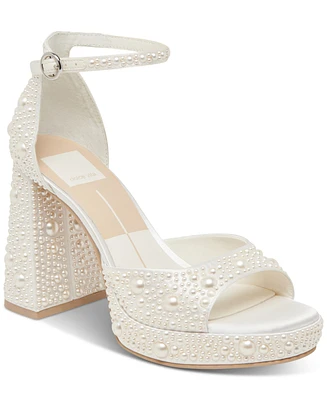 Dolce Vita Women's Pandro Pearl Two-Piece Platform Dress Sandals