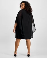 Connected Plus Cape-Overlay Sheath Dress