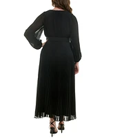 Taylor Plus Pleated Belted Maxi Dress