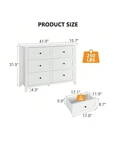 gaomon Garvee 6 Chest Of Drawer Dresser, Modern Dresser With Deep Drawers And Nickel Round Handle, Wood Organizer Storage Cabinet For Bedroom, Living