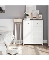gaomon Chest Of Drawers With 5 Drawers, Wood Dresser Organizer With Metal Handle, Modern Dresser For Bedroom, Living Room,Entryway, Hallway, Home Offi