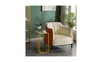 Slickblue White Marble C-Side Table - Simple Design, Modern Accent for Living Room or Bedroom