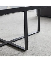 Slickblue Minimalist Rectangle Coffee Table - Metal Frame with Sintered Stone Top