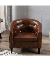 Slickblue Tufted Barrel Tub Chair, Stylish Club Chair for Living Room and Bedroom Comfort