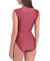 Sanctuary Women's Cutout Cap-Sleeve One-Piece Swimsuit