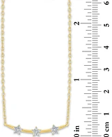 Diamond Accent Triple Star Curved Bar Pendant Necklace in 14K Gold-Plated Sterling Silver, 16" + 2" extender