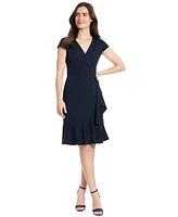 London Times Petite V-Neck Jersey Fit & Flare Dress