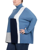 Joesph A Plus Colorblock Turtleneck Poncho Sweater