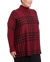 Joesph A Plus Plaid Turtleneck Poncho Sweater