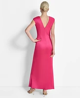 Dkny Women's Side-Ruched Cut-Out Cap-Sleeve Gown