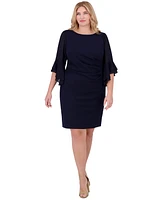 Jessica Howard Plus Size Bell-Sleeve Side-Ruched Dress