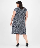 Kasper Plus Size Polka Dot Top A Line Skirt