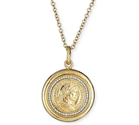 Diamond Coin Pendant 18" Necklace (1/4 ct. t.w.) in 14k Gold-Plated Sterling Silver