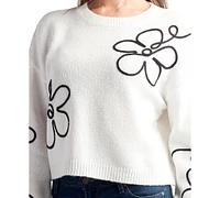 Bcx Juniors' Floral Graphic Cropped Sweater