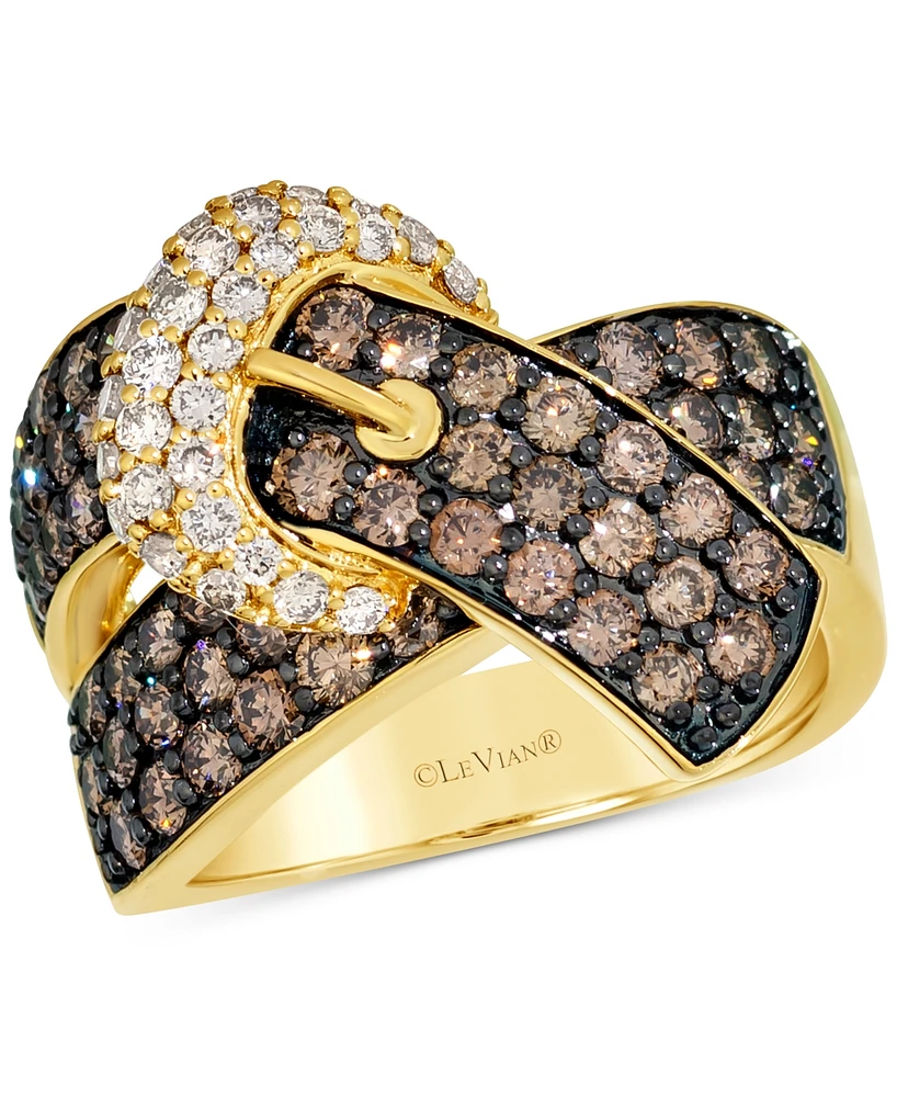 Le Vian Chocolate Diamond & Nude Diamond Belt Buckle Ring (2-1/2 ct. t.w.) in 14k Gold