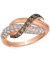 Le Vian Chocolatier Chocolate Diamond & Vanilla Diamond Crossover Ring (7/8 ct. t.w.) in 14k Rose Gold